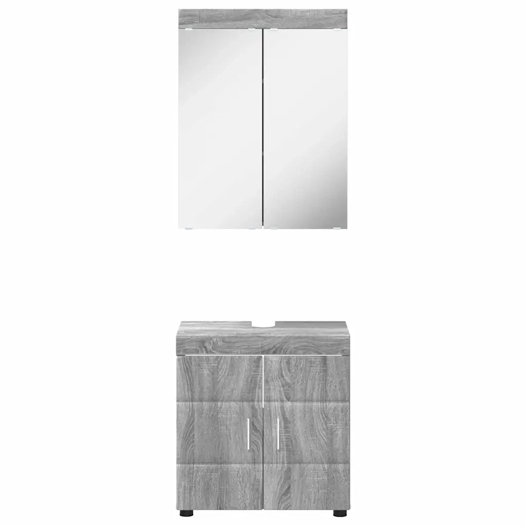 Set di mobili per il Bagno | Armadio da bagno TULUM 2 pz Grigio Sonoma
