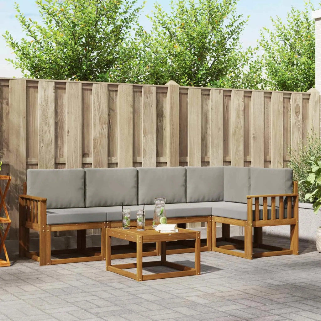 Set di divani da esterno 6 pcs Grigio Naturale e Chiaro 3366424