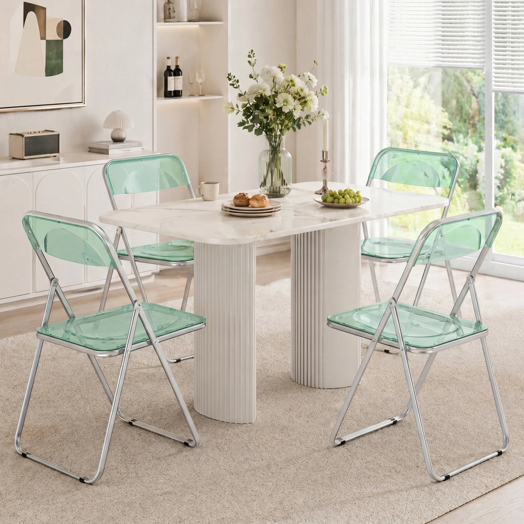 Set 4 Sedie Pieghevoli in Acrilico ¨C Minimal ¨C Verde Trasparente