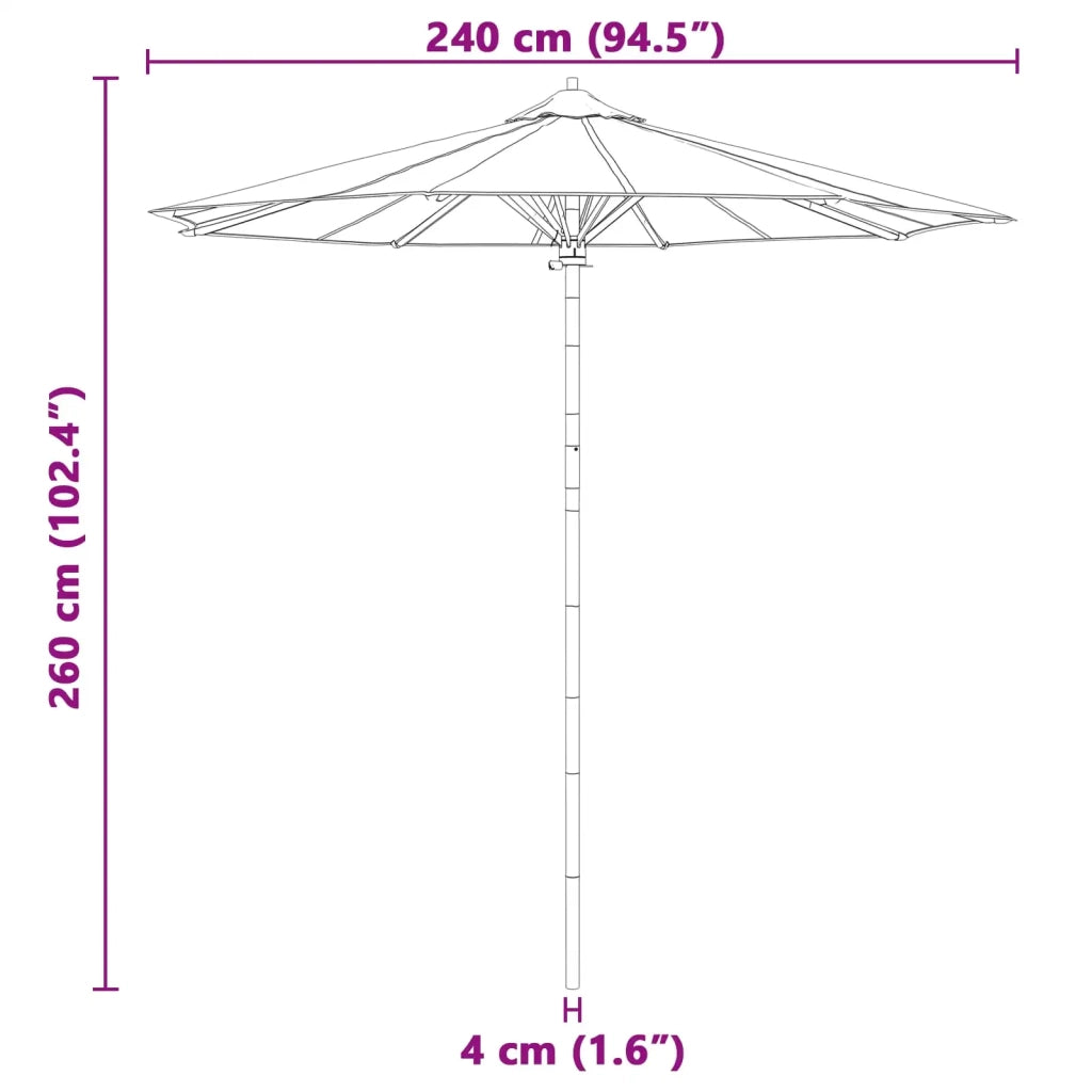Ombrello da giardino Bianco Crema Ø 240 x 260 cm Bambù 4108082