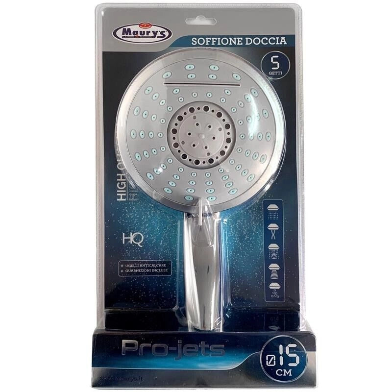 MAURY'S SOFFIONE PER DOCCIA MULTIFUNZIONE 5 FUNZIONI 15 CM