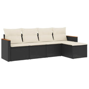 Set Divani da Giardino 5 pz | Set Salotto da Giardino con Cuscini in Polyrattan Nero