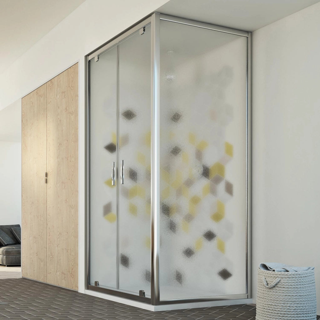 Box Doccia 75x100 AP. 100 CM H198 stampato C mod. Cristal Duo 2 Ante