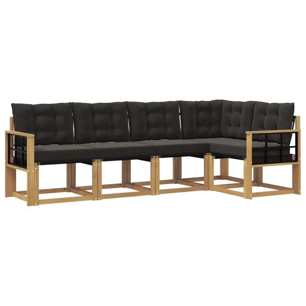 Set di divani da esterno con cuscino 5 pcs Bianco e Nero 3389482