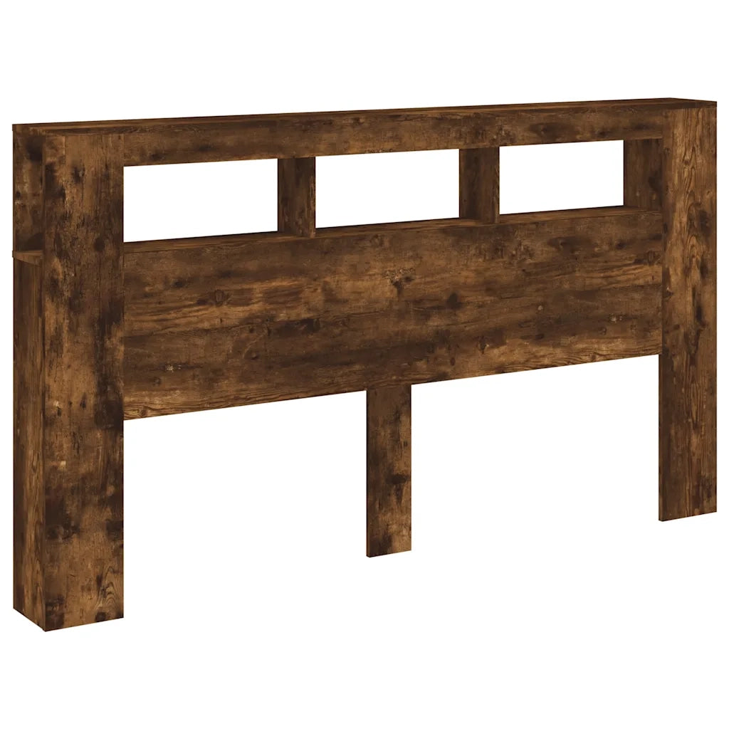 Testiera LED-Testata con LED-Testiera Decorativa Rovere Fumo 180x18,5x103,5 cm Legno Multistrato