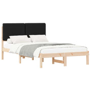 Letto matrimoniale | Letto per adulti | Letto con Testiera Rivestita Nero 135 x 190 cm Pino massello
