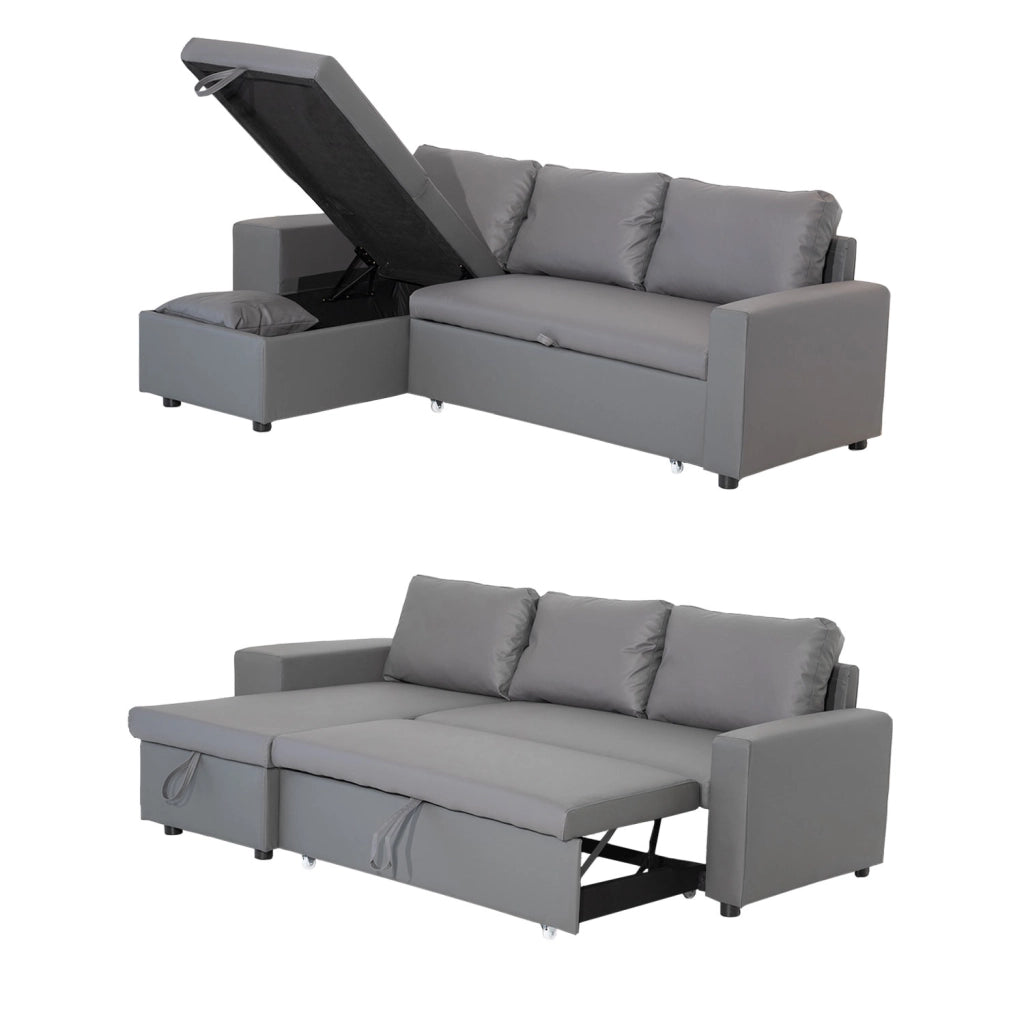 TONYDivano letto angolare a 3 posti grigio