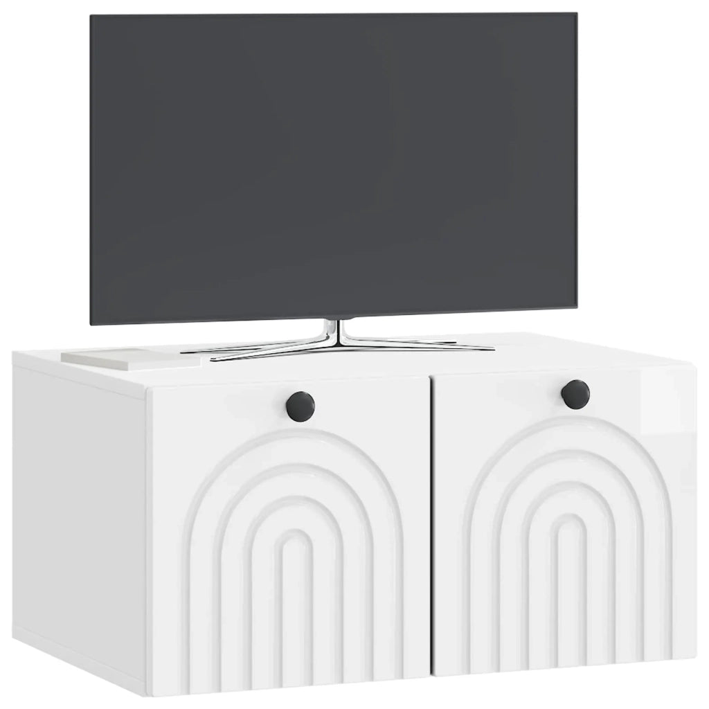 Mobile Porta TV da Muro-Credenza per TV sospesa Bianco Lucido 59,5 x 41 x 30 cm 735811