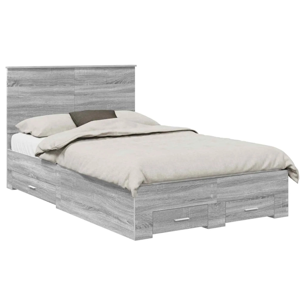 Struttura del letto con testiera Grigio Sonoma 135 x 190 cm 3409663