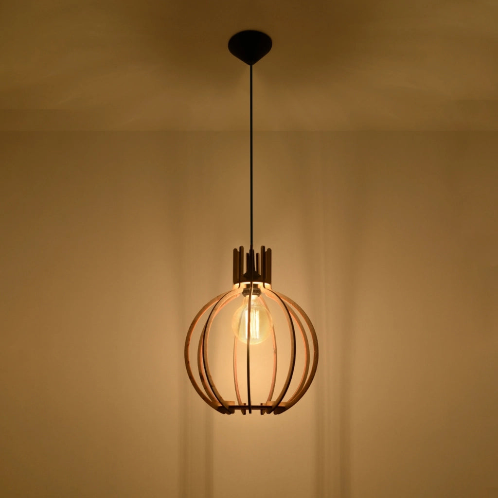 Lampada a sospensione ARANCIA in legno naturale