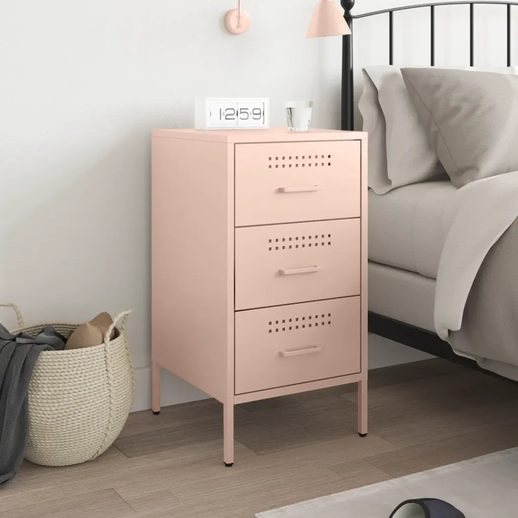 Comodino-Tavolino da notte Rosa 36x39x68 cm in Acciaio