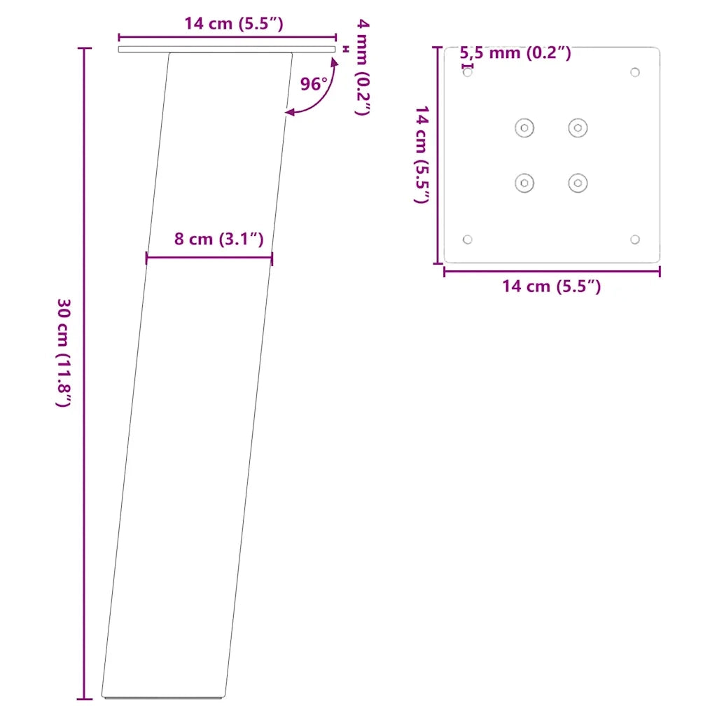 Gambe per Tavolino da Caffè 4 pz Nere 30 cm Acciaio 4012496