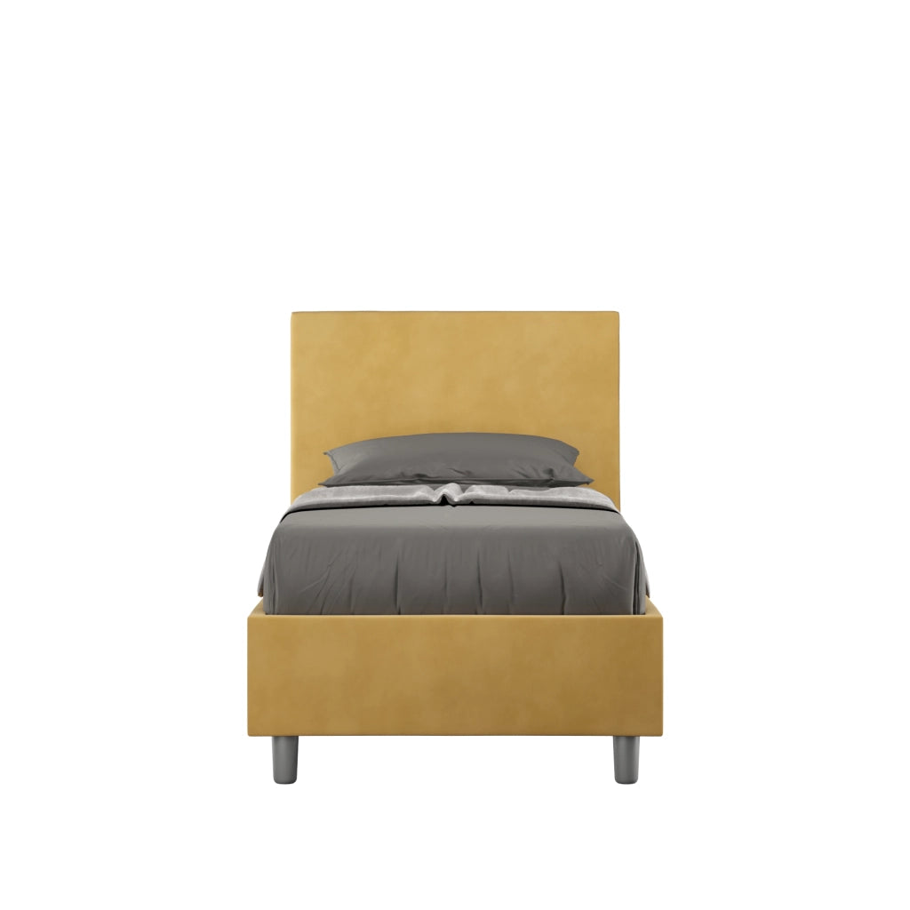 BS COM Letto singolo contenitore imbottito 80x210 microfibra ocra
