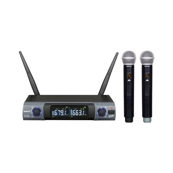Kit microfoni karma set 8302 doppio palmare uhf black e grey - 8015439283025