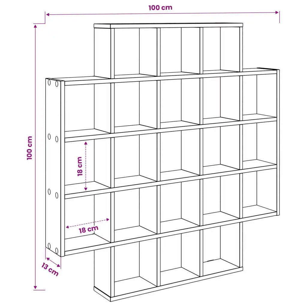 Scaffale da parete Grigio Cemento 100 x 13 x 100 cm 8012247