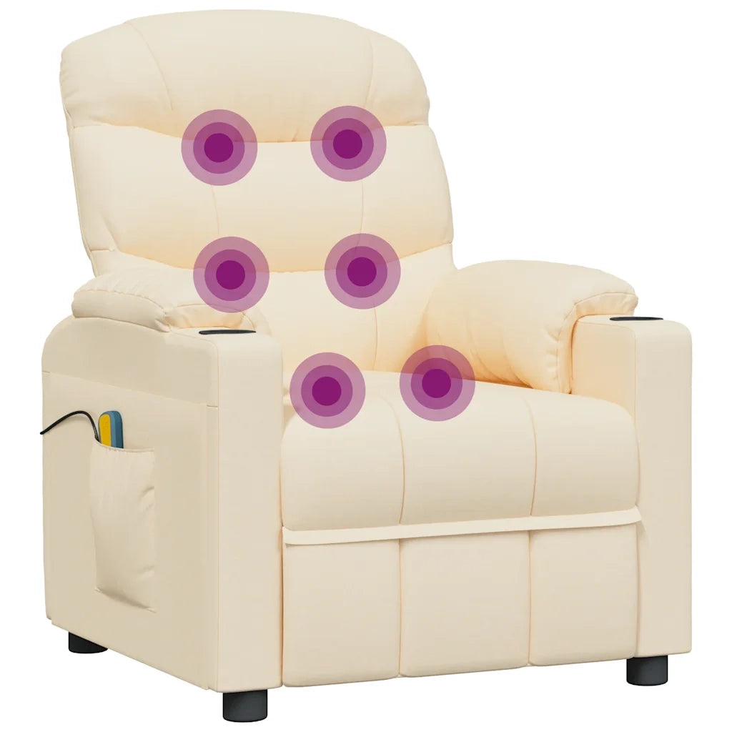 Poltrona Massaggiante Elettrica Crema in Tessuto 3143512