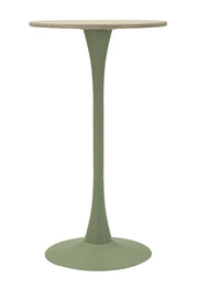 Tavolo Bar Alaska Verde, Diametro 60 cm e Altezza 106 cm, Struttura in MDF e Ferro, Design Slanciato - Collezione Modern