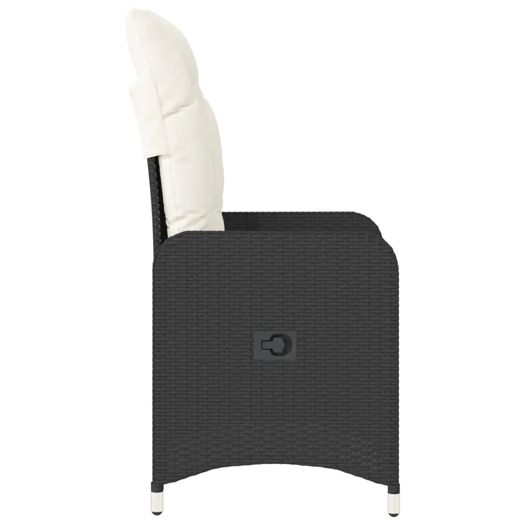 Sedia Reclinabile da Giardino con Cuscini Nera in Polyrattan 365680