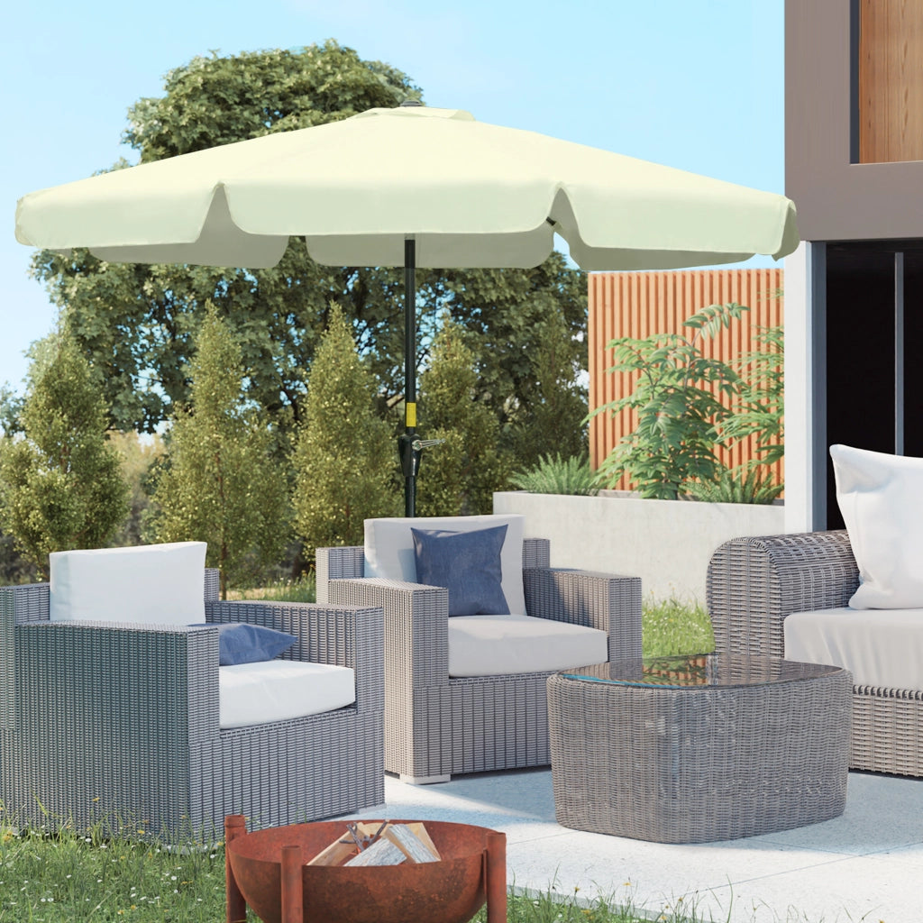Ombrellone da Giardino e Terrazza ?2.7x2.5 m Rotondo con Testa Inclinabile e Resistente ai Raggi UV 50+, Beige