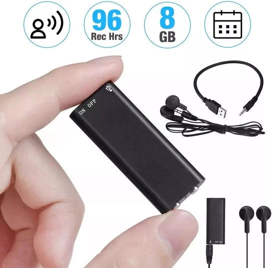 Registrazione vocale mini 8GB - Apparecchio di registrazione audio - Registratore di voce mini