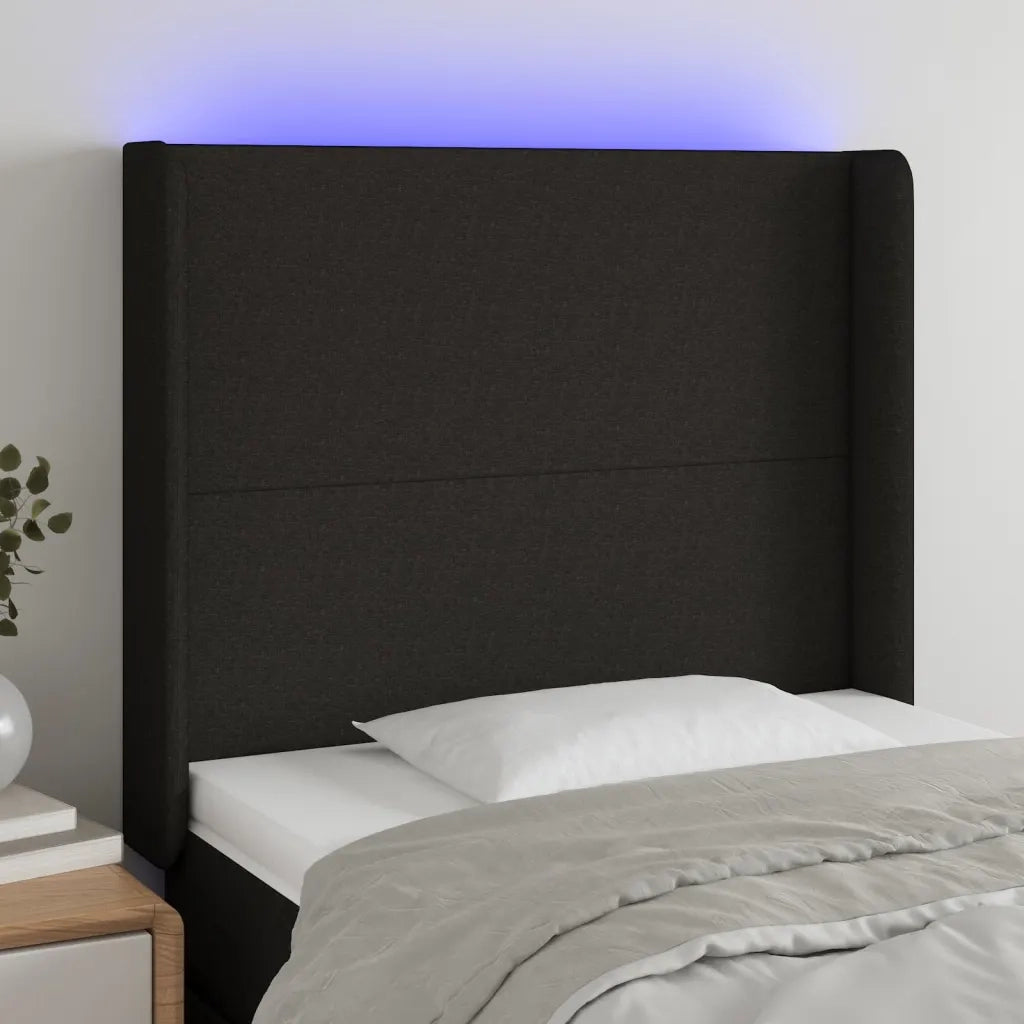 Testiera a LED Nera 83x16x118/128 cm in Tessuto 3123744
