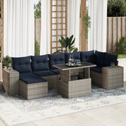Set Divano da Giardino 8pz con Cuscini Grigio Polyrattan Acacia 3326842