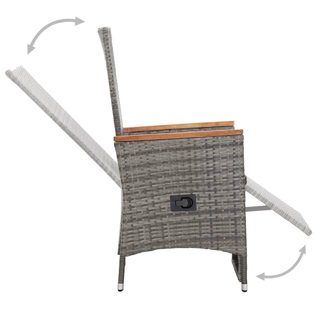 Set Divani da Giardino 3 pz con Cuscini in Polyrattan Grigio