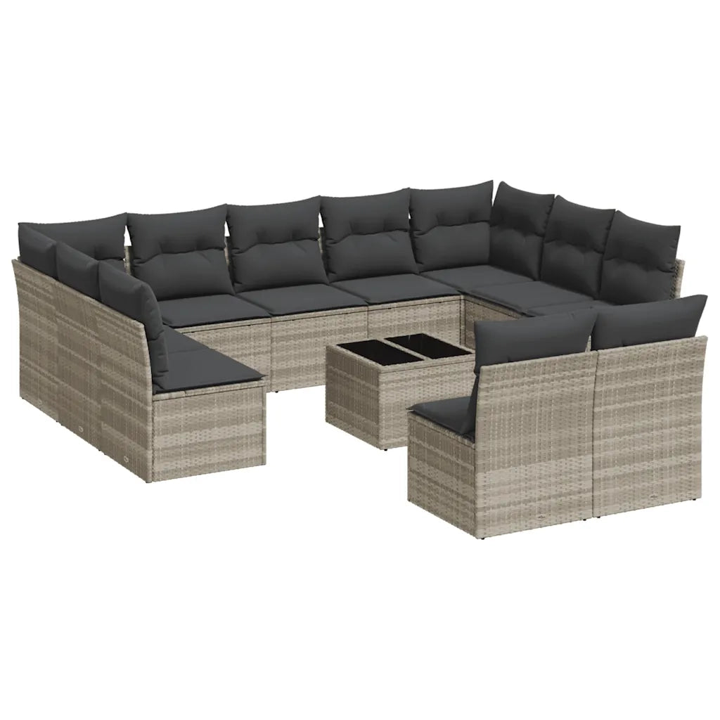 Set Divano Giardino 12 pz con Cuscini Grigio Chiaro Polyrattan 3250201