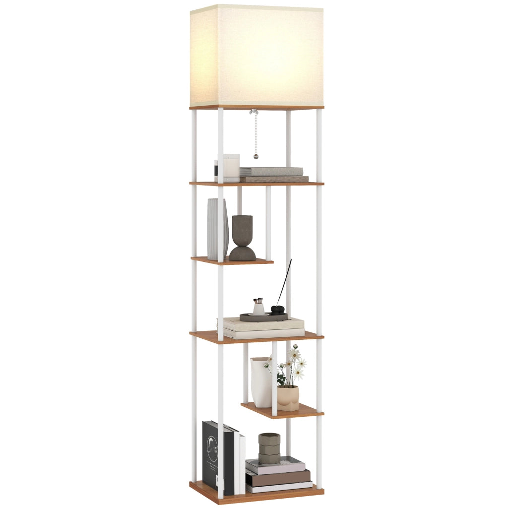 Lampada da Terra con Scaffale Temperatura Colore Regolabile 3000K-6500K ¨C Minimal ¨C Nero
