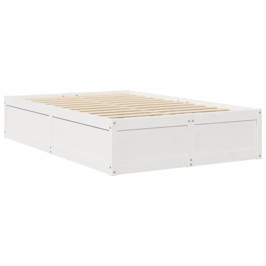 Letto senza Materasso-Struttura Letto Bianco 135x190 cm Legno Massello di Pino 439969