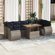 Set Divano da Giardino 8 pz con Cuscini Grigio in Polyrattan 3327239