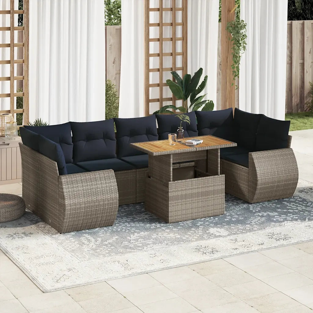 Set Divano da Giardino 8 pz con Cuscini Grigio in Polyrattan 3327239