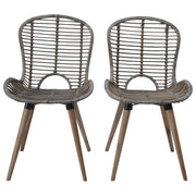 Sedie da Pranzo 2 pz Marroni in Rattan Naturale 246853