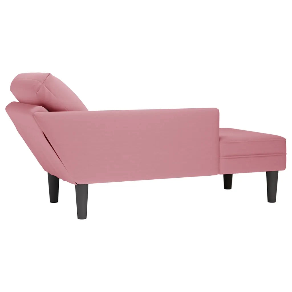 vidaXL Sdraio con Cuscino e Bracciolo Destro in Velluto Rosa