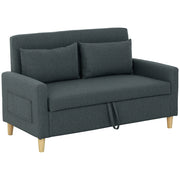 Divano 2 Posti con Cuscini e Contenitore in Tessuto e Legno ¨C Minimal ¨C Grigio Carbone 135x72x84