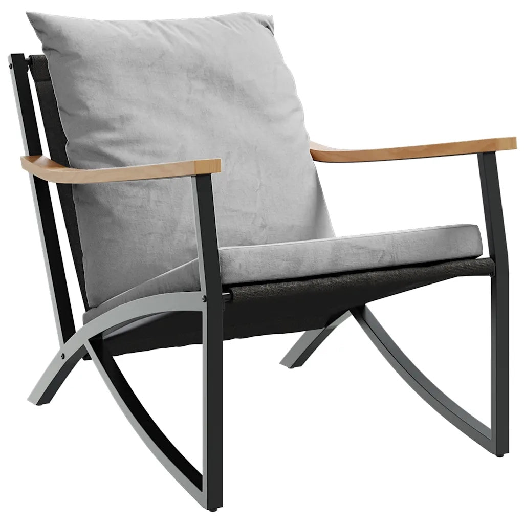 Set Mobili da Balcone 3 pz con Cuscini Nero in Acciaio