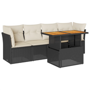 Set Divani da Giardino 5 pz | Set Salotto da Giardino con Cuscini in Polyrattan Nero