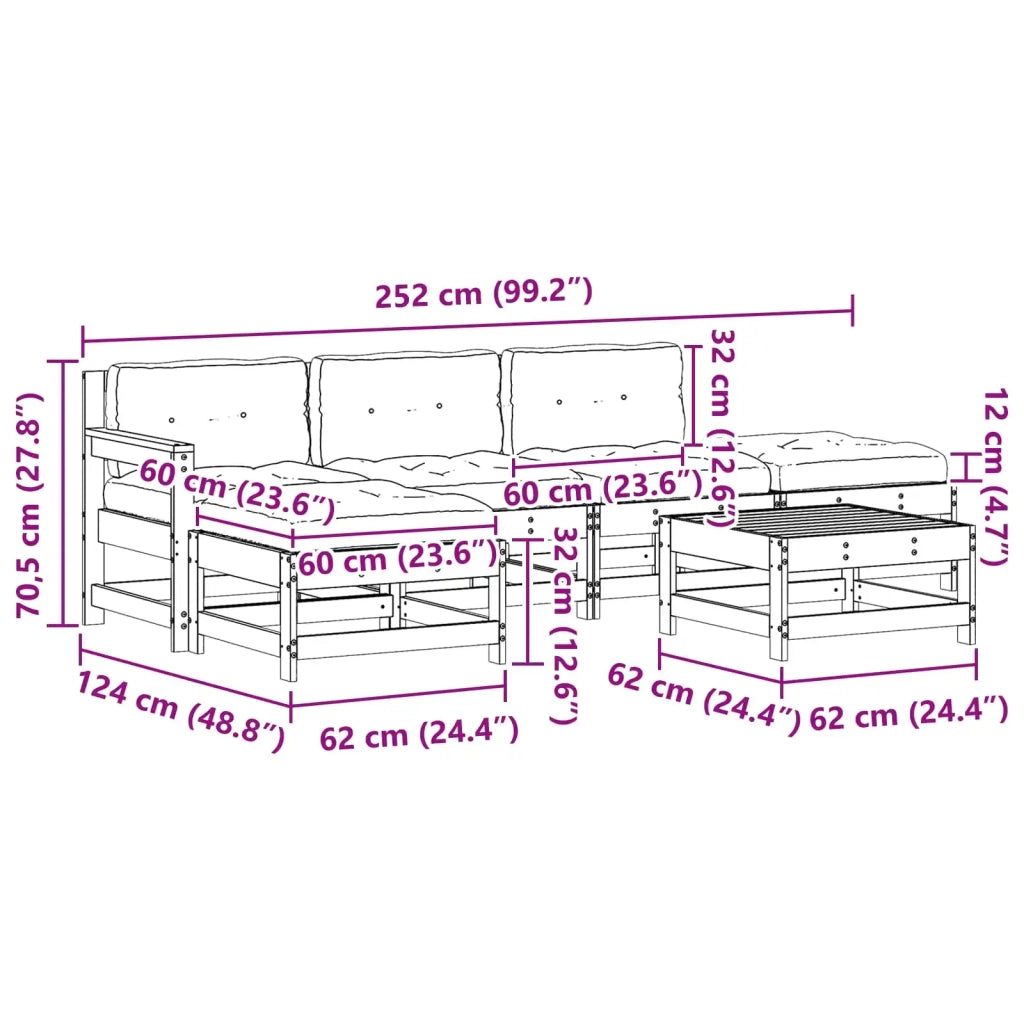 Set Lounge da Giardino 6 pcs Marrone Cerato 3418109