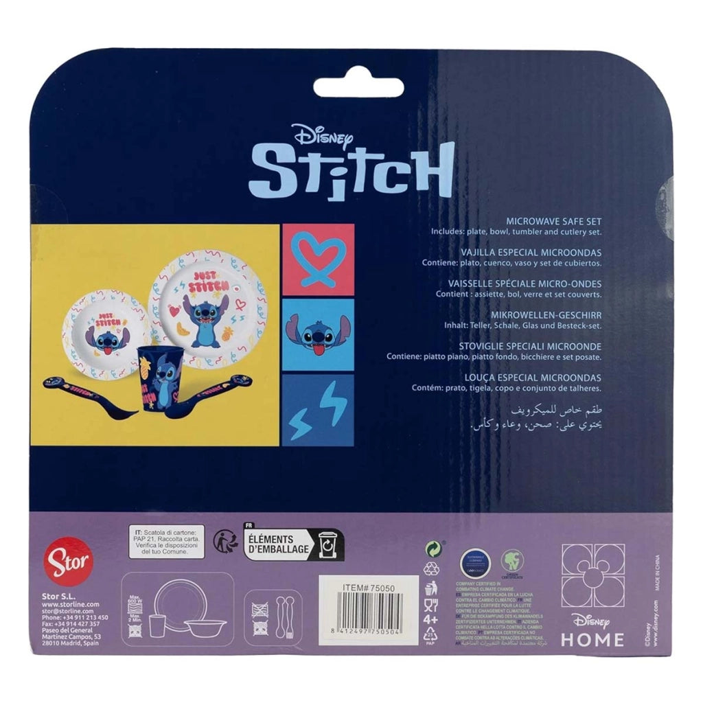 Set 5 Pezzi stoviglie Stitch per Bambini Microondabile Collezione Palms Bianco Disney