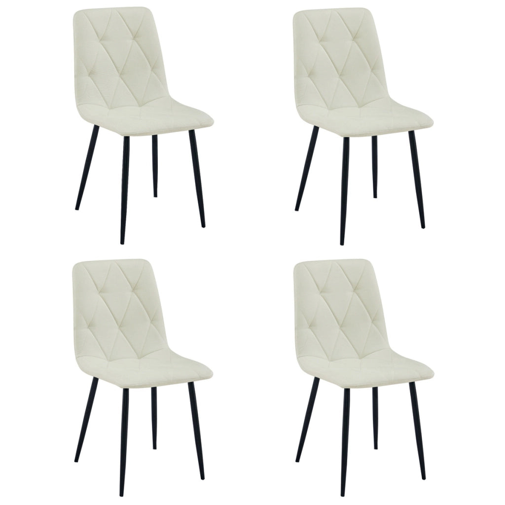 Set di 4 Sedie Libra Beige con Gambe in Metallo Nero