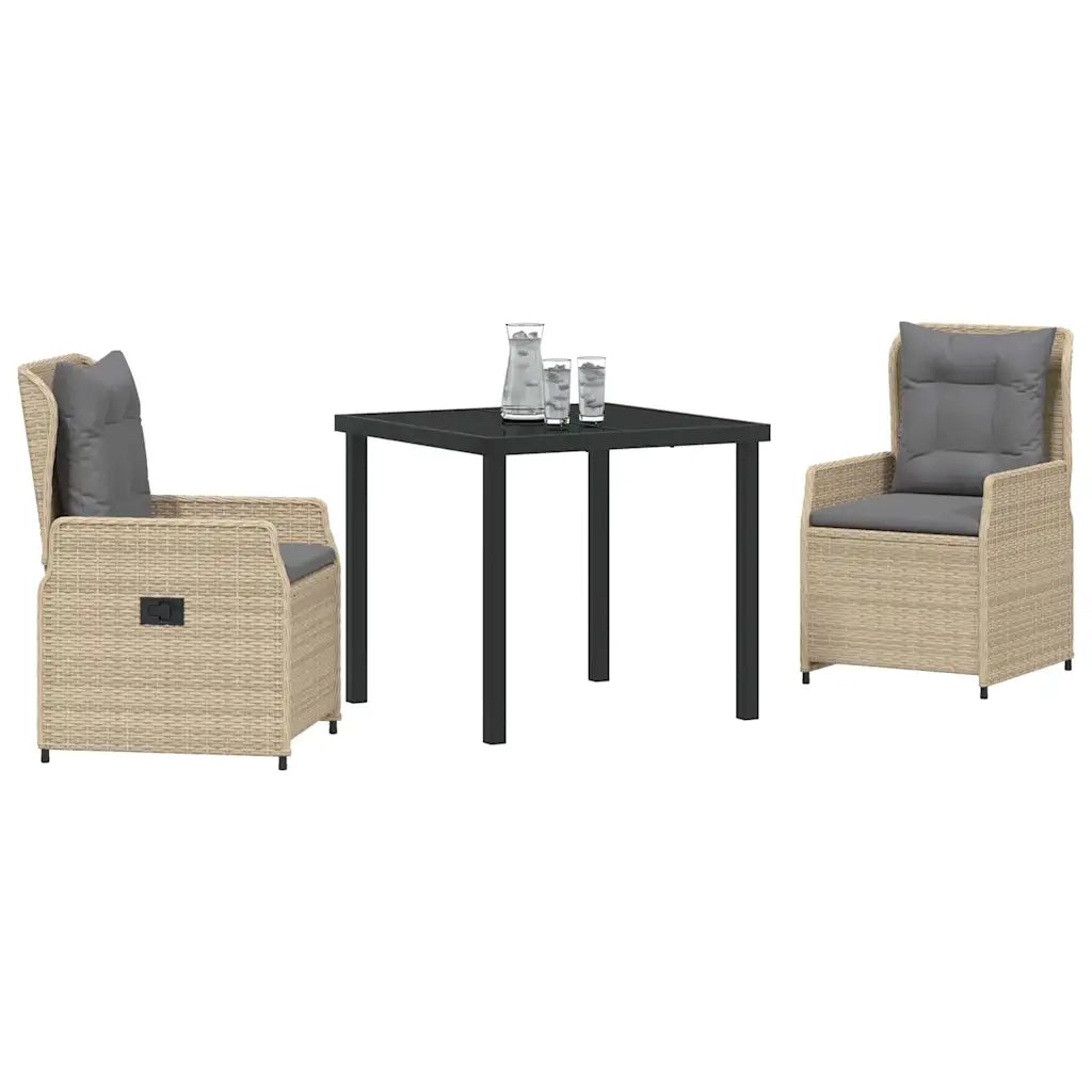 Set da Pranzo per Giardino 3 pcs Beige e Grigio Chiaro
