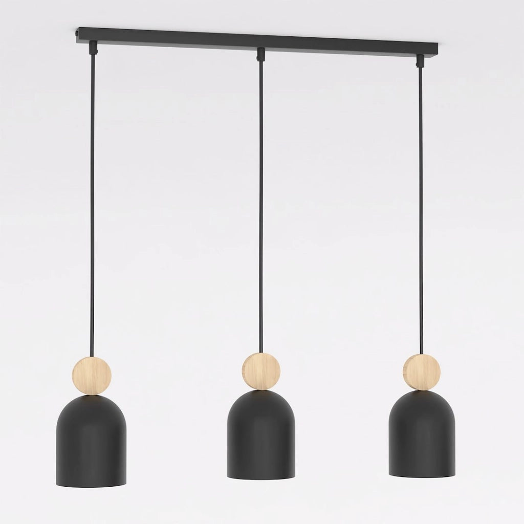 Lampada a sospensione MESI nera legno 3xGU10 Emibig