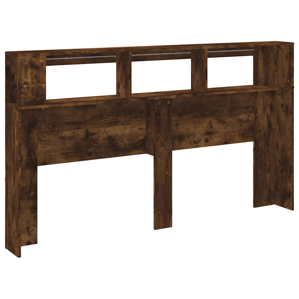 Testiera LED-Testata con LED-Testiera Decorativa Rovere Fumo 180x18,5x103,5 cm Legno Multistrato