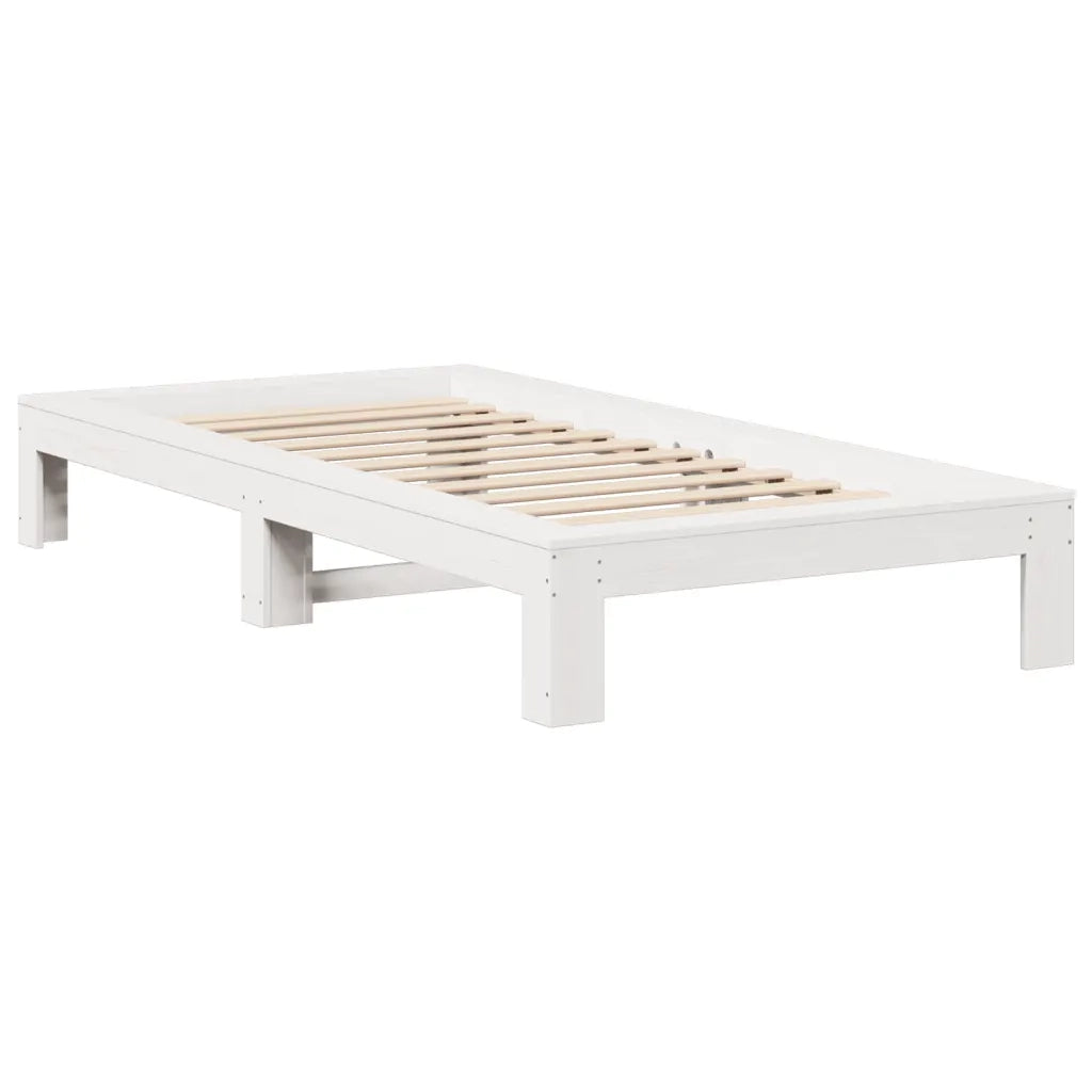 Letto senza Materasso-Struttura Letto Bianco 75x190 in Legno Massello di Pino 219771