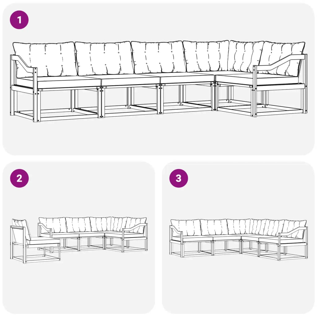 Set di divani da esterno 5 pcs Grigio Naturale e Chiaro 3369466