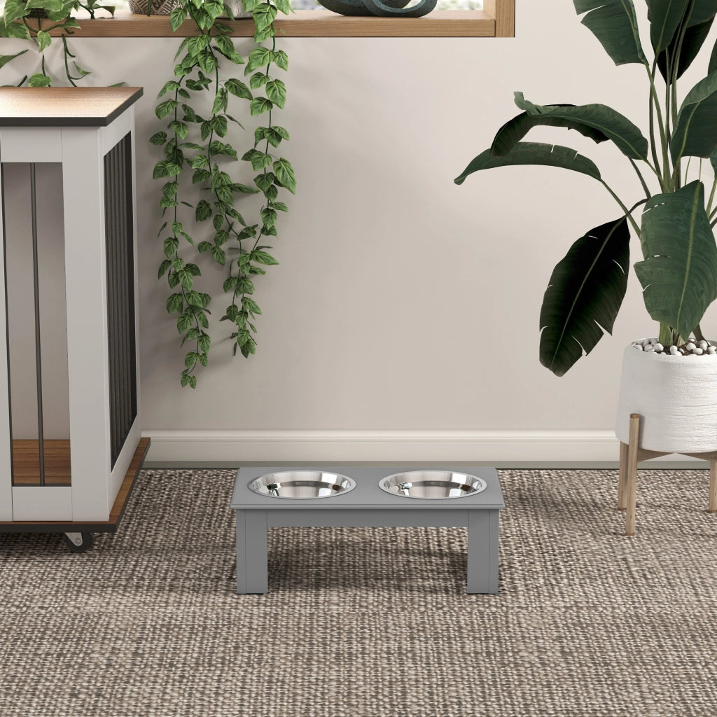 Stazione Cibo per Cane ¨C Minimal ¨C Grigio 44x24x15cm