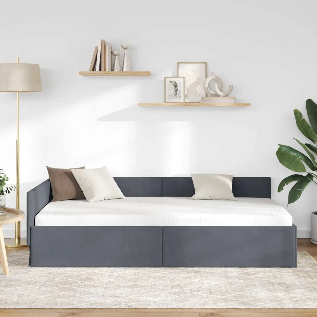Cornice del letto ad angolo Grigio scuro 80 cm x 200 cm Velluto 42016062