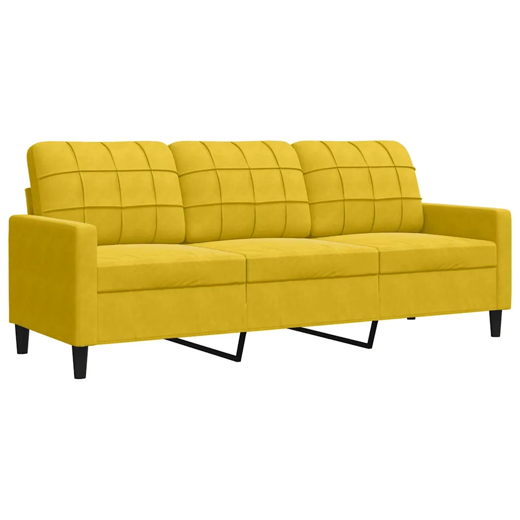 Set di Divani 3 pz con Cuscini e Rinforzi Giallo in Velluto 3278377