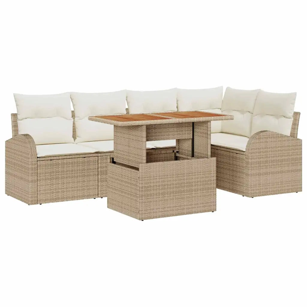 Set Divano da Giardino 6 pcs Beige Poly Rattan 3358325