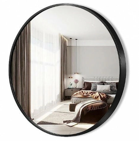 Specchio tondo con cornice Nera Stile Glamour 76 o 91,4 cm - Dimensione 76 cm 